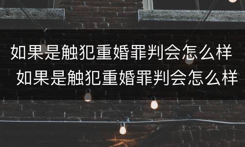 如果是触犯重婚罪判会怎么样 如果是触犯重婚罪判会怎么样呢