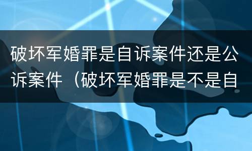 破坏军婚罪是自诉案件还是公诉案件（破坏军婚罪是不是自诉案件）