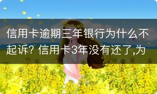 信用卡逾期三年银行为什么不起诉? 信用卡3年没有还了,为什么银行不起诉