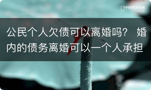 公民个人欠债可以离婚吗？ 婚内的债务离婚可以一个人承担吗?