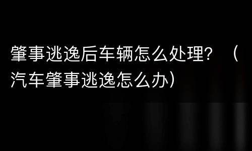肇事逃逸后车辆怎么处理？（汽车肇事逃逸怎么办）