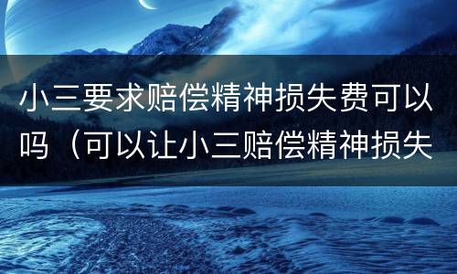小三要求赔偿精神损失费可以吗（可以让小三赔偿精神损失费吗）