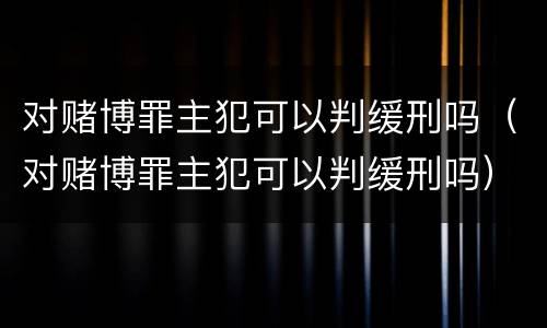 对赌博罪主犯可以判缓刑吗（对赌博罪主犯可以判缓刑吗）