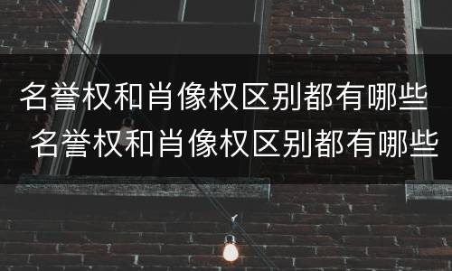 名誉权和肖像权区别都有哪些 名誉权和肖像权区别都有哪些呢
