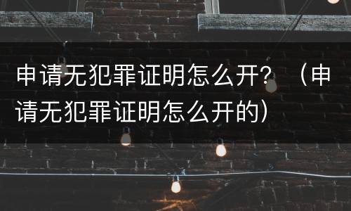申请无犯罪证明怎么开？（申请无犯罪证明怎么开的）
