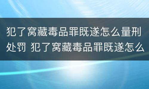 犯了窝藏毒品罪既遂怎么量刑处罚 犯了窝藏毒品罪既遂怎么量刑处罚依据