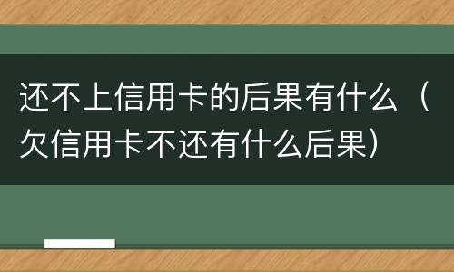 还不上信用卡的后果有什么（欠信用卡不还有什么后果）
