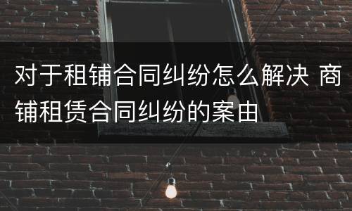 对于租铺合同纠纷怎么解决 商铺租赁合同纠纷的案由