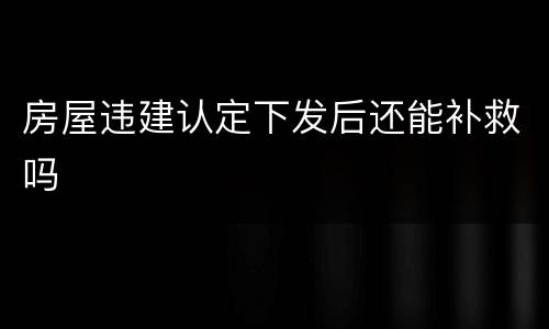 房屋违建认定下发后还能补救吗