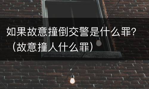 如果故意撞倒交警是什么罪？（故意撞人什么罪）