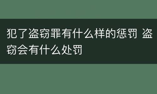 犯了盗窃罪有什么样的惩罚 盗窃会有什么处罚