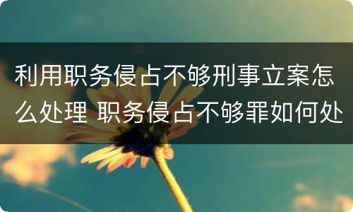 利用职务侵占不够刑事立案怎么处理 职务侵占不够罪如何处理