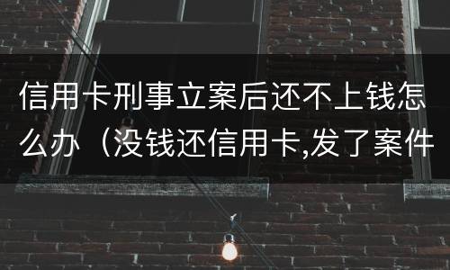 信用卡刑事立案后还不上钱怎么办（没钱还信用卡,发了案件怎么办）