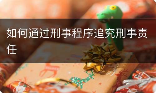 如何通过刑事程序追究刑事责任
