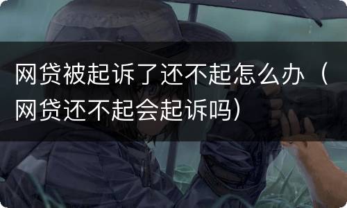 网贷被起诉了还不起怎么办（网贷还不起会起诉吗）