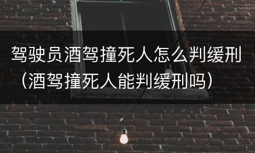 驾驶员酒驾撞死人怎么判缓刑（酒驾撞死人能判缓刑吗）