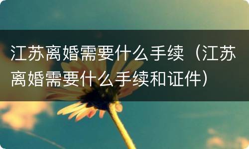 江苏离婚需要什么手续（江苏离婚需要什么手续和证件）
