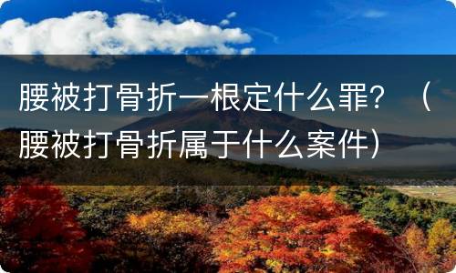 腰被打骨折一根定什么罪？（腰被打骨折属于什么案件）