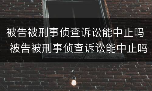 被告被刑事侦查诉讼能中止吗 被告被刑事侦查诉讼能中止吗法院