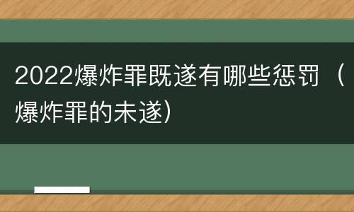 2022爆炸罪既遂有哪些惩罚（爆炸罪的未遂）