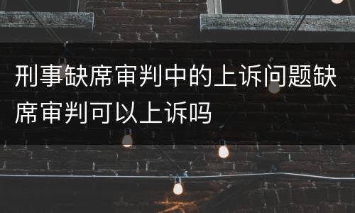 刑事缺席审判中的上诉问题缺席审判可以上诉吗