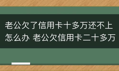 老公欠了信用卡十多万还不上怎么办 老公欠信用卡二十多万我该怎么办
