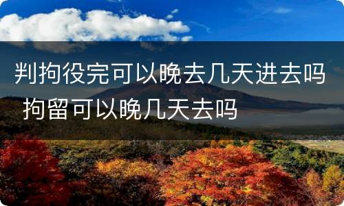 判拘役完可以晚去几天进去吗 拘留可以晚几天去吗