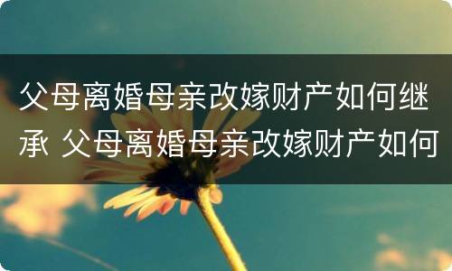 父母离婚母亲改嫁财产如何继承 父母离婚母亲改嫁财产如何继承给子女