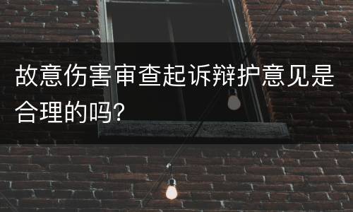 故意伤害审查起诉辩护意见是合理的吗？