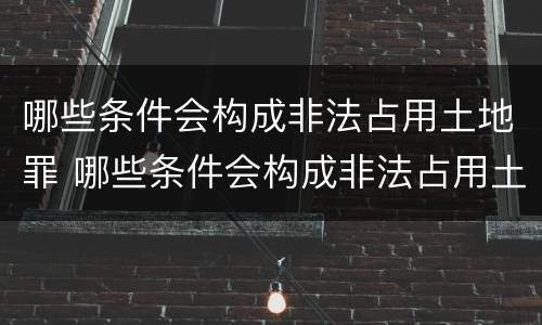 哪些条件会构成非法占用土地罪 哪些条件会构成非法占用土地罪立案标准