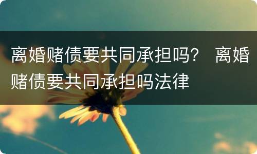 离婚赌债要共同承担吗？ 离婚赌债要共同承担吗法律