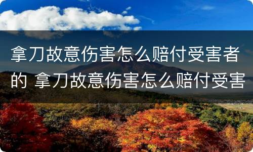 拿刀故意伤害怎么赔付受害者的 拿刀故意伤害怎么赔付受害者的费用