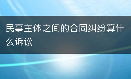 民事主体之间的合同纠纷算什么诉讼