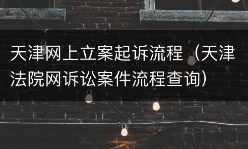 天津网上立案起诉流程（天津法院网诉讼案件流程查询）