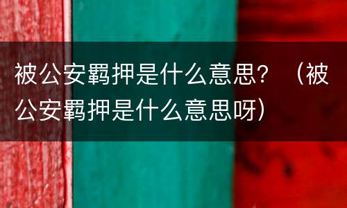 被公安羁押是什么意思？（被公安羁押是什么意思呀）