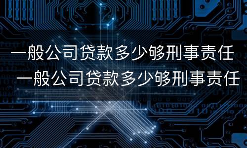 一般公司贷款多少够刑事责任 一般公司贷款多少够刑事责任的