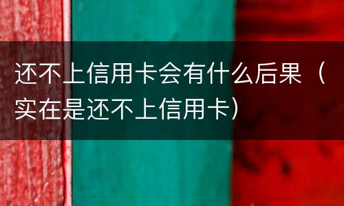 还不上信用卡会有什么后果（实在是还不上信用卡）
