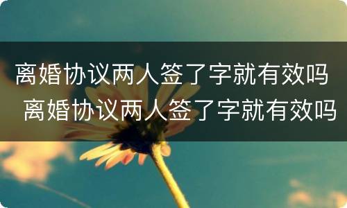 离婚协议两人签了字就有效吗 离婚协议两人签了字就有效吗怎么写