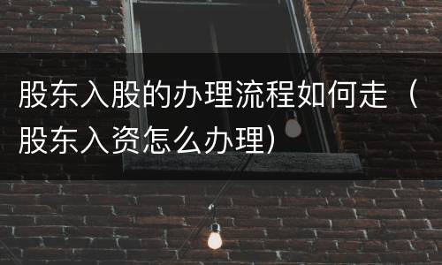 股东入股的办理流程如何走（股东入资怎么办理）