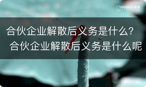 合伙企业解散后义务是什么？ 合伙企业解散后义务是什么呢
