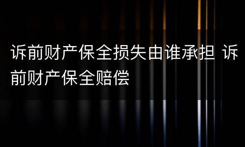 诉前财产保全损失由谁承担 诉前财产保全赔偿