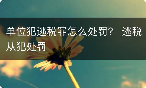 单位犯逃税罪怎么处罚？ 逃税从犯处罚