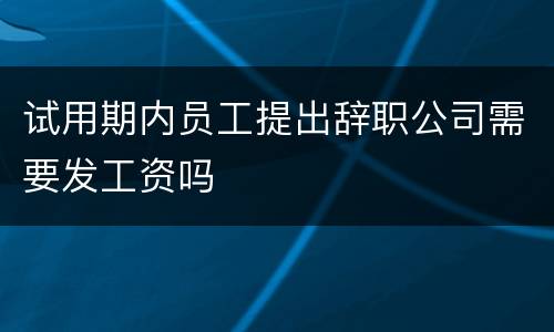 试用期内员工提出辞职公司需要发工资吗