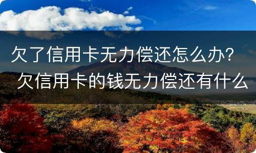 欠了信用卡无力偿还怎么办？ 欠信用卡的钱无力偿还有什么后果