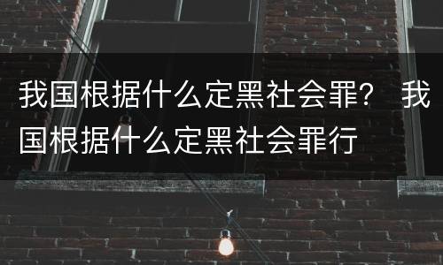 我国根据什么定黑社会罪？ 我国根据什么定黑社会罪行