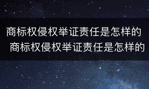 商标权侵权举证责任是怎样的 商标权侵权举证责任是怎样的