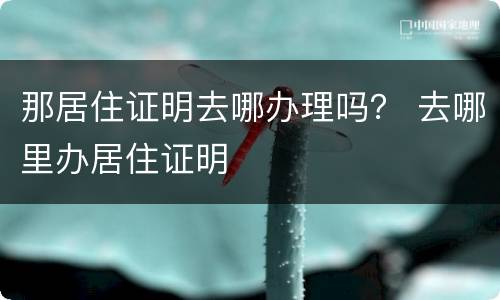 那居住证明去哪办理吗？ 去哪里办居住证明