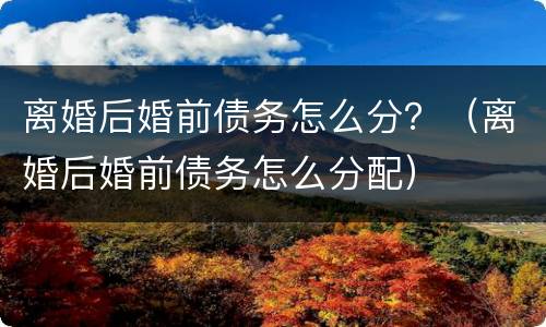 离婚后婚前债务怎么分？（离婚后婚前债务怎么分配）