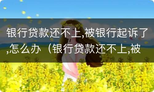 银行贷款还不上,被银行起诉了,怎么办（银行贷款还不上,被银行起诉了,怎么办能判刑吗）