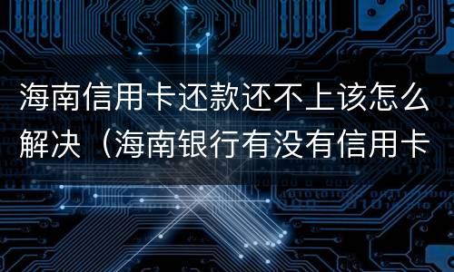 海南信用卡还款还不上该怎么解决（海南银行有没有信用卡）